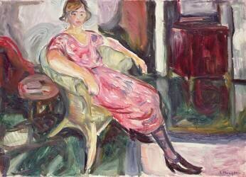 Femme assis sur une chaise en osier (Edvard Munch) - Muzeo.com