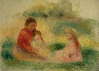 Femme avec deux enfants assis sur le sol (Auguste Renoir) - Muzeo.com