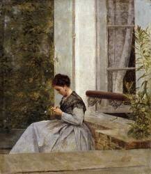 Femme crochetant (Giuseppe de Nittis) - Muzeo.com