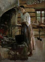 Femme cuisant des marenas (Akseli Gallen-Kallela) - Muzeo.com