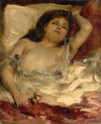 Femme demie-nue, couchée : la rose (Auguste Renoir) - Muzeo.com