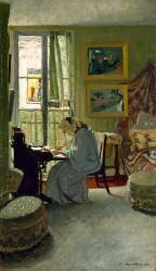 Femme écrivant dans un intérieur (Félix Vallotton) - Muzeo.com