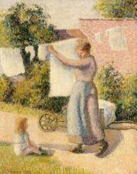 Femme étendant du linge (Camille Pissarro) - Muzeo.com