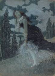 Femme effrayée dans un paysage (Eugène Grasset) - Muzeo.com
