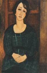 Femme en robe à carreaux (Amedeo Modigliani) - Muzeo.com