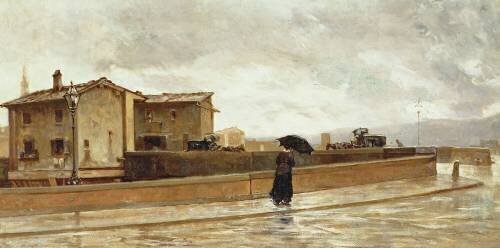 Femme marchant sur un pont (Odoardo Borrani) - Muzeo.com