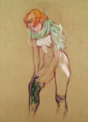 Femme qui tire son bas (Henri de Toulouse-Lautrec) - Muzeo.com