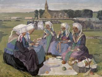 Femmes de Plougastel au Pardon de Notre-Dame de la Palud (Charles Cottet) - Muzeo.com