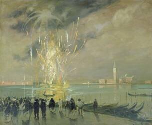 Feux d'artifice sur la lagune (Italico Brass) - Muzeo.com