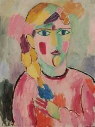 Fille aux yeux bleus et à la queue de cheval (Alexej von Jawlensky) - Muzeo.com