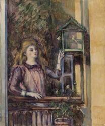 Fille avec cage à oiseaux (Paul Cézanne) - Muzeo.com