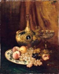 Fruits et objets d'art sur une table avec l'aiguière de François Ier (Antoine Vollon) - Muzeo.com