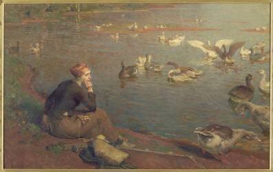Gardeuse d'oies (Luigi Chialiva) - Muzeo.com