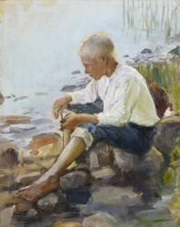 Garçon sur le rivage (Pekka Halonen) - Muzeo.com