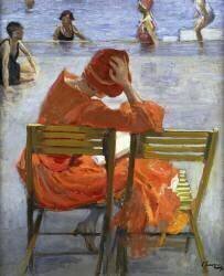 Girl in a Red Dress (John Lavery) - Muzeo.com