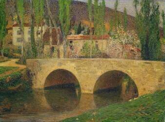 Hameau au bord du pont (Henri Martin) - Muzeo.com