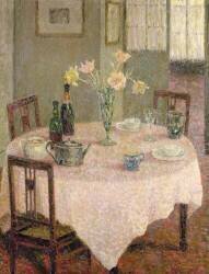Intérieur avec une nappe rose (Henri Le Sidaner) - Muzeo.com