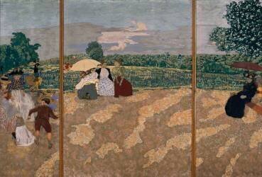 Jardins publics : les nourrices, la conversation ; l 'ombrelle rouge (Edouard Vuillard) - Muzeo.com
