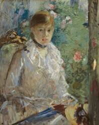Jeune Femme assise devant une Fenêtre : Eté (Berthe Morisot) - Muzeo.com
