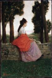 Jeune femme attendant quelque chose (Federico Zandomeneghi) - Muzeo.com