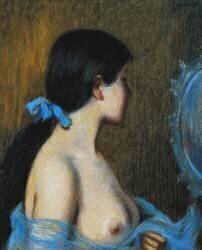 Jeune femme au miroir (Federico Zandomeneghi) - Muzeo.com