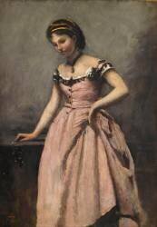 Jeune femme à la robe rose (Jean-Baptiste Camille Corot) - Muzeo.com
