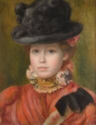 Jeune fille au chapeau noir et fleur rouge (Auguste Renoir) - Muzeo.com
