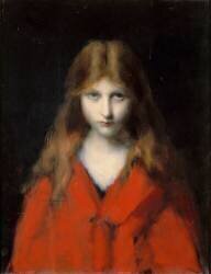 Jeune fille au corsage rouge, Mlle Dodey, modèle du peintre (Jean-Jacques Henner) - Muzeo.com