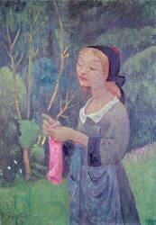 Jeune Fille avec un Bas Rose, ou Jeune Bretonne tricotant (Paul Serusier) - Muzeo.com