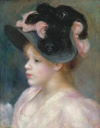 Jeune fille avec un chapeau rose et noir (Auguste Renoir) - Muzeo.com