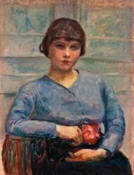 Jeune fille en bleu avec une rose (Pierre Bonnard) - Muzeo.com