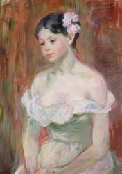 Jeune fille en décolleté - la fleur aux cheveux (Berthe Morisot) - Muzeo.com