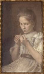 Jeune fille faisant du crochet (François Joseph Guiguet) - Muzeo.com