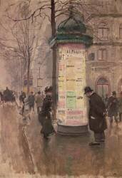 La colonne Morris (angle de la rue Lafitte et du boulevard des Italiens) (Jean Béraud) - Muzeo.com