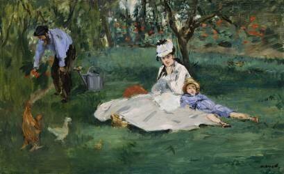 La famille Monet dans son jardin à Argenteuil (Edouard Manet) - Muzeo.com
