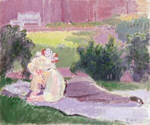 La femme de l'artiste dans le jardin de Rowlandson House (Spencer Frederick Gore) - Muzeo.com