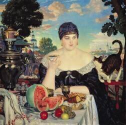 La femme du marchand au thé (Boris Mikhailovich Kustodiev) - Muzeo.com