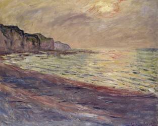 Beach at Pourville, Sunset (Claude Monet) - Muzeo.com