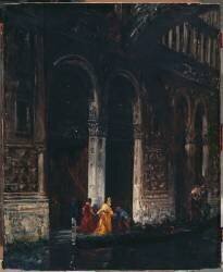 La porte latérale du Palais des Doges sous le Pont des Soupirs (Félix Ziem) - Muzeo.com