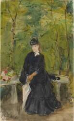 La Soeur de l'Artiste, Edma, assise dans un Parc (Berthe Morisot) - Muzeo.com