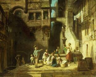 Laundry Women at the Well (Carl Spitzweg) - Muzeo.com
