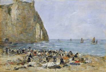 Lavandières sur la plage d'Etretat (Eugène Boudin) - Muzeo.com