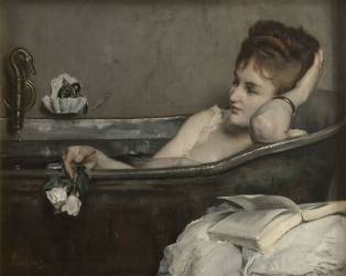 Le bain, dit aussi la femme au bain ou la baignoire (Alfred Stevens) - Muzeo.com