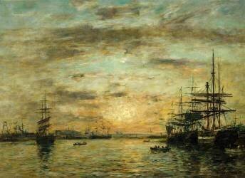 Le bassin de l'Eure au Havre (Eugène Boudin) - Muzeo.com