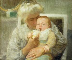 Le biberon du bébé (Robert William Vonnoh) - Muzeo.com