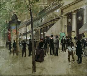 Le boulevard Montmartre et le Théâtre des Variétés (Jean Béraud) - Muzeo.com