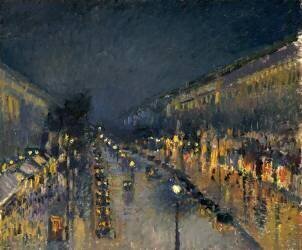 Le Boulevard Montmartre la nuit (Camille Pissarro) - Muzeo.com