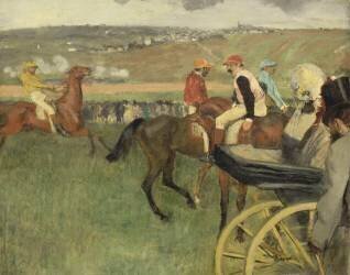 Le champ de courses. Jockeys amateurs près d'une voiture (Edgar Degas) - Muzeo.com
