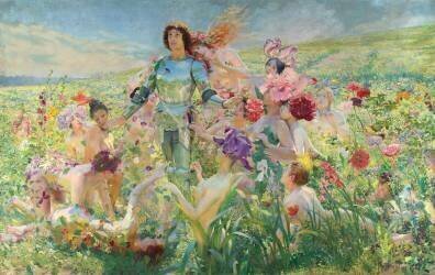 Le chevalier aux fleurs (tiré de Wagner, Parsifal) (Georges Antoine Rochegrosse) - Muzeo.com