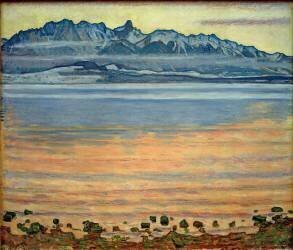 Le lac de Thoune avec la chaîne du Stockhorn (Ferdinand Hodler) - Muzeo.com